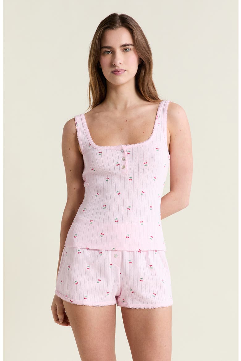 Katell Pointelle Cotton Pajama Tank, Alternate, color, IMP FOND ROSE