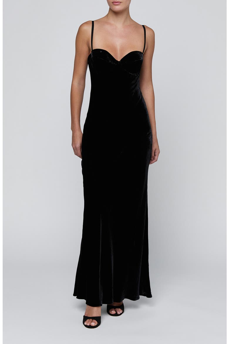 Sayla Sleeveless Velvet Maxi Dress, Main, color, BLACK