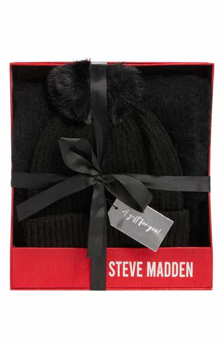 Steve Madden Black Scarf & Beanie Gift Set