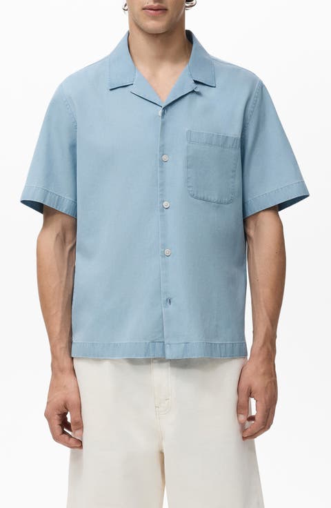 Cotton Denim Camp Shirt