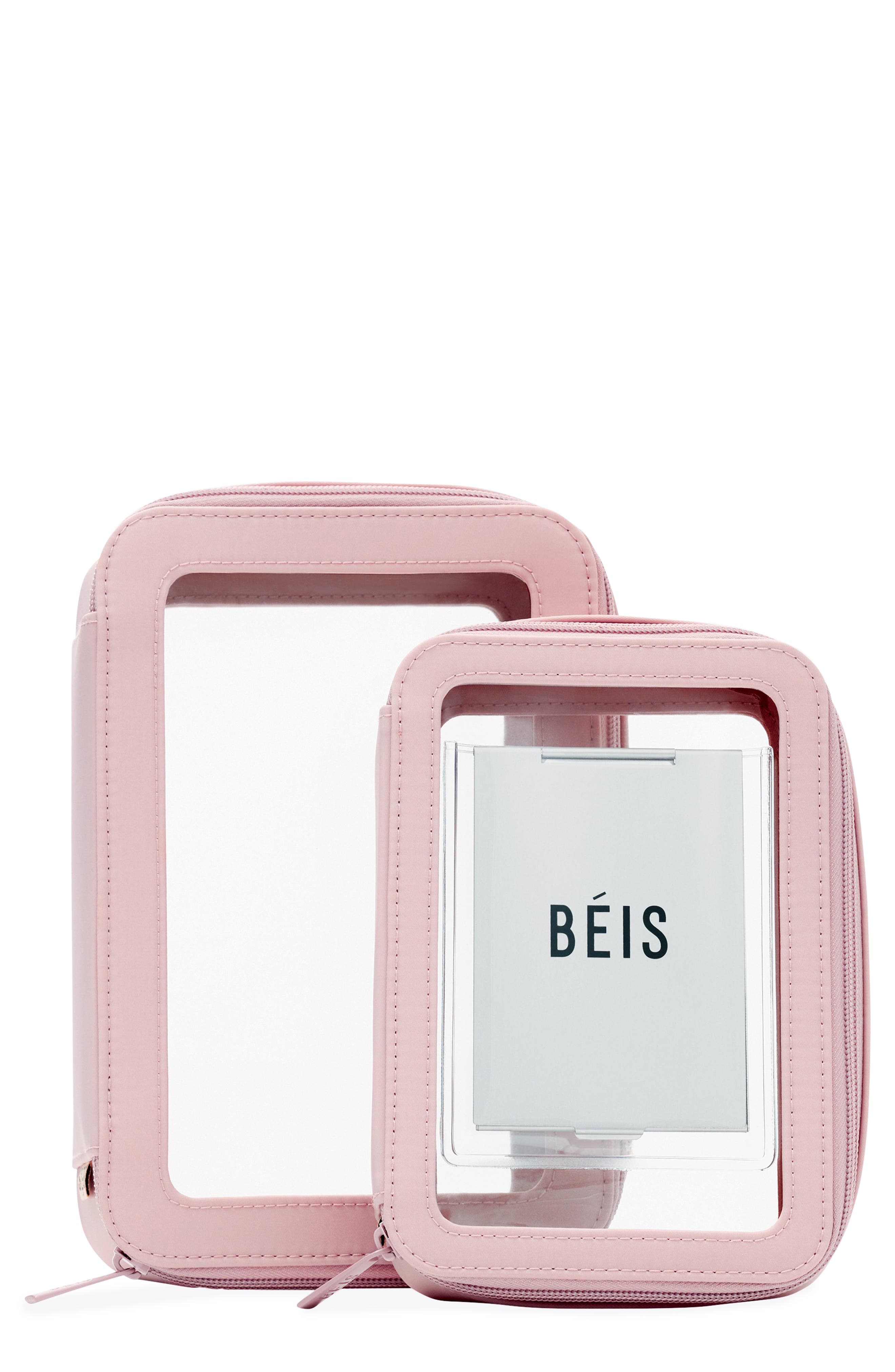 Béis The In-Flight Set of 2 Cosmetics Bags, Main, color, 