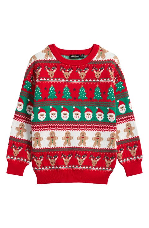 Kids' Christmas Fair Isle Cotton Crewneck Sweater (Toddler, Little Kid & Big Kid)