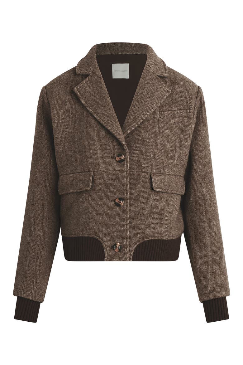 The City Herringbone Bomber Jacket, Alternate, color, CHOCOLATE HERRINGBONE