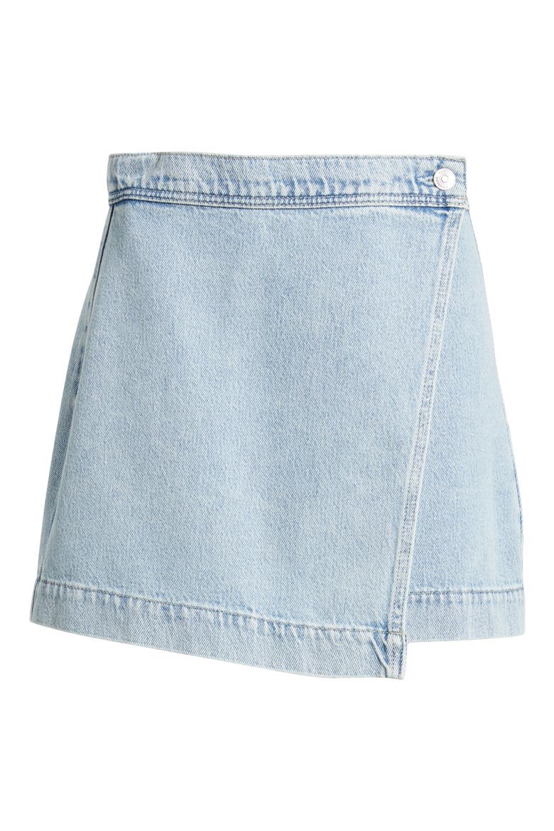 Aven Wrap Denim Miniskirt, Alternate, color, ALIZA