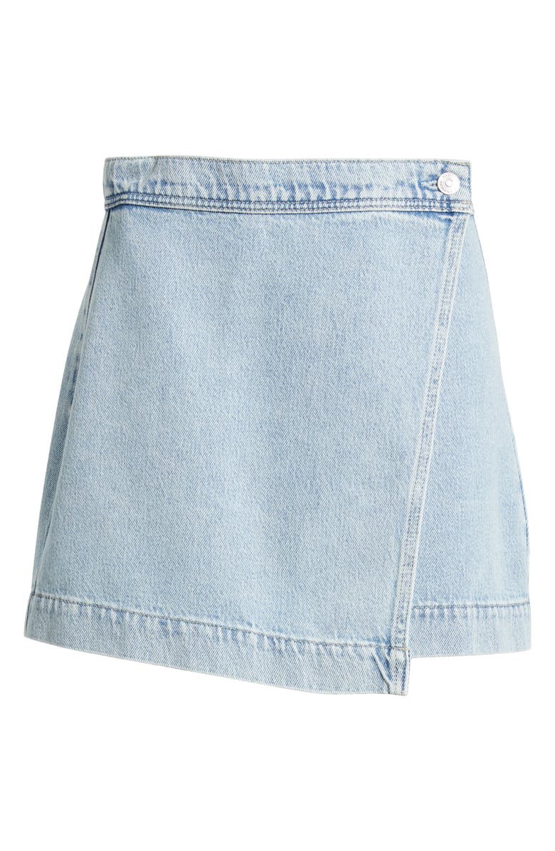PAIGE Aven Wrap Denim Miniskirt, Alternate, color, 