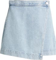 PAIGE Aven Wrap Denim Miniskirt