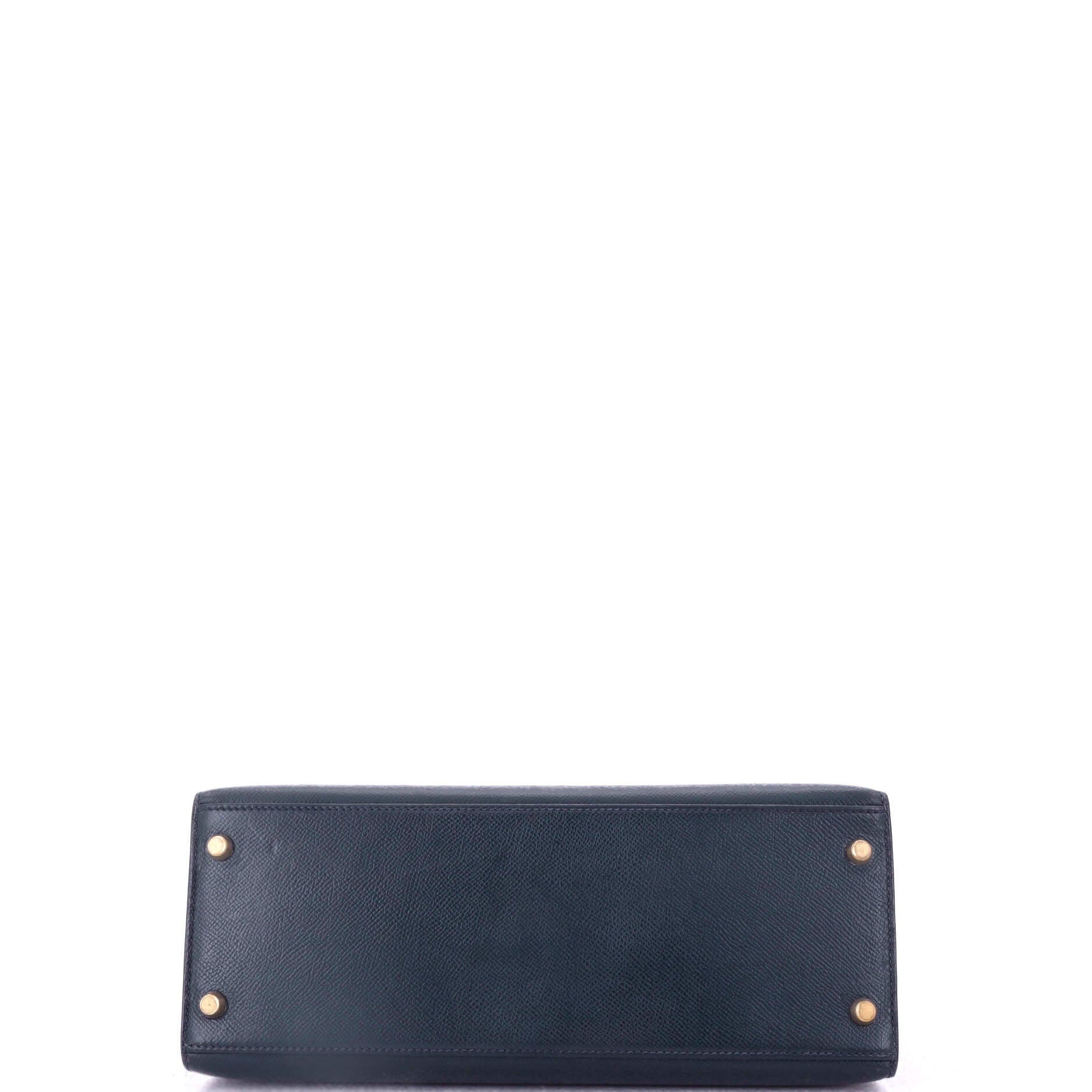 Pre-Owned Hermes Kelly Handbag Blue Courchevel with Gold Hardware 28, Alternate, color, 