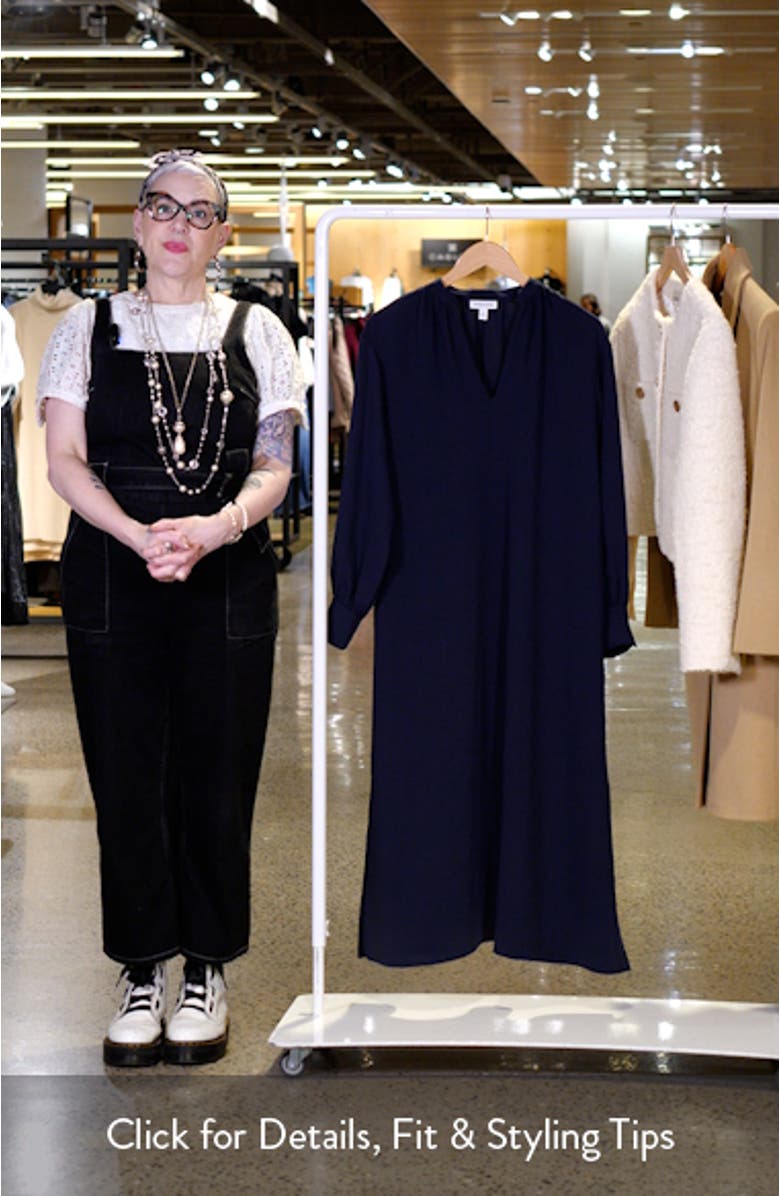 Gathered Long Sleeve Side Slit Maxi Dress, sales video thumbnail