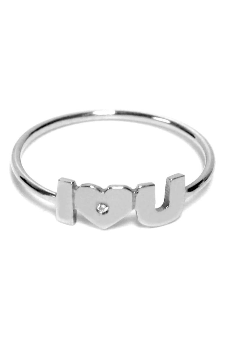 I Heart U Diamond Ring, Main, color, SILVER