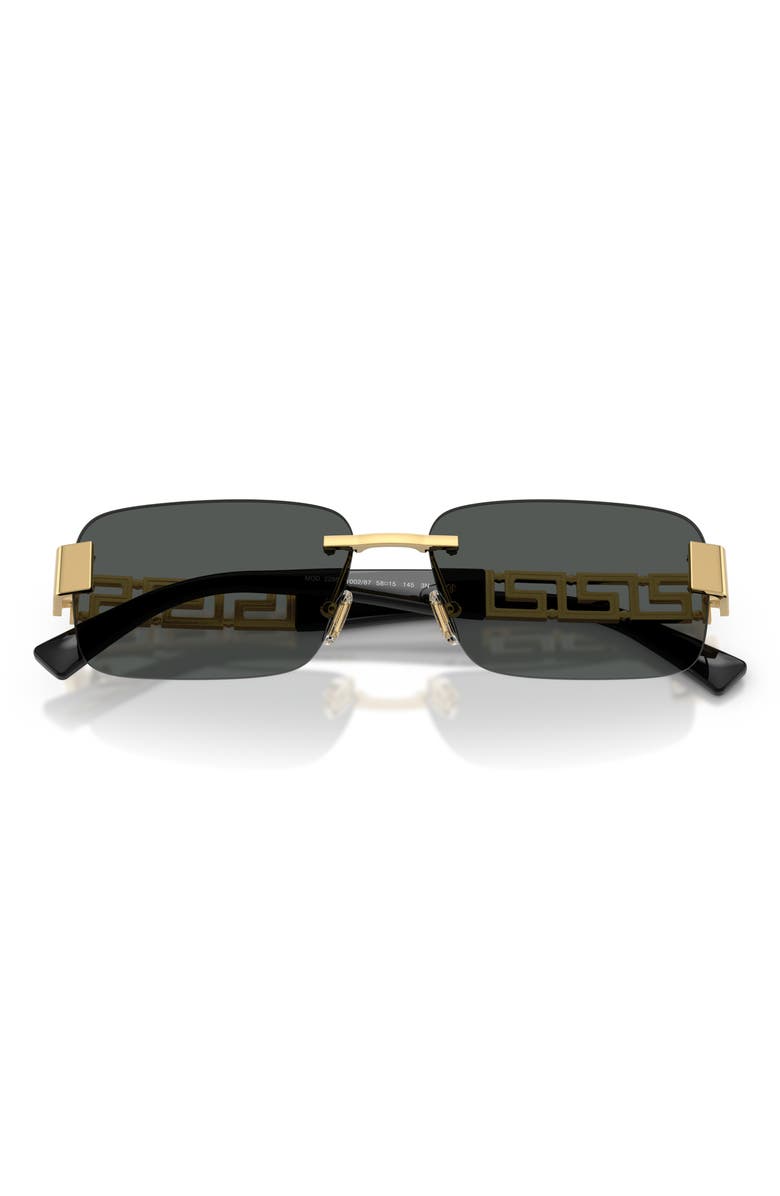 Versace 58mm Rimless Rectangular Sunglasses, Alternate, color, Gold / Dark Grey