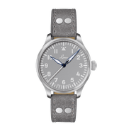 Laco Augsburg - 39mm, Gray Dial, Automatic, Riveted Leather Strap