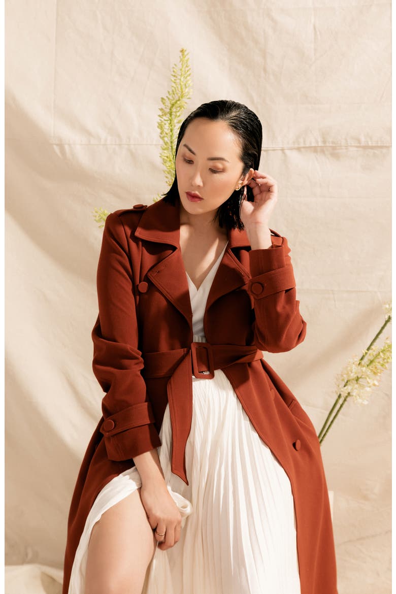 Chriselle Lim Chloe Trench Coat (Nordstrom Exclusive), Alternate, color, RUST