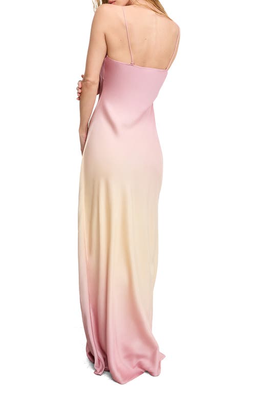 Shop Good American Satin Maxi Slipdress In Sunset Gradient004