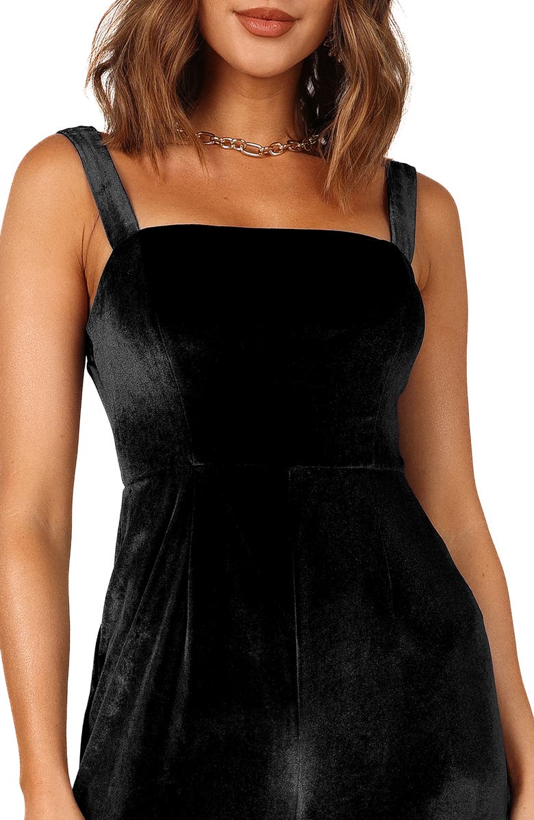 Petal & Pup Scarlette Wide Leg Velvet Jumpsuit, Alternate, color, Black