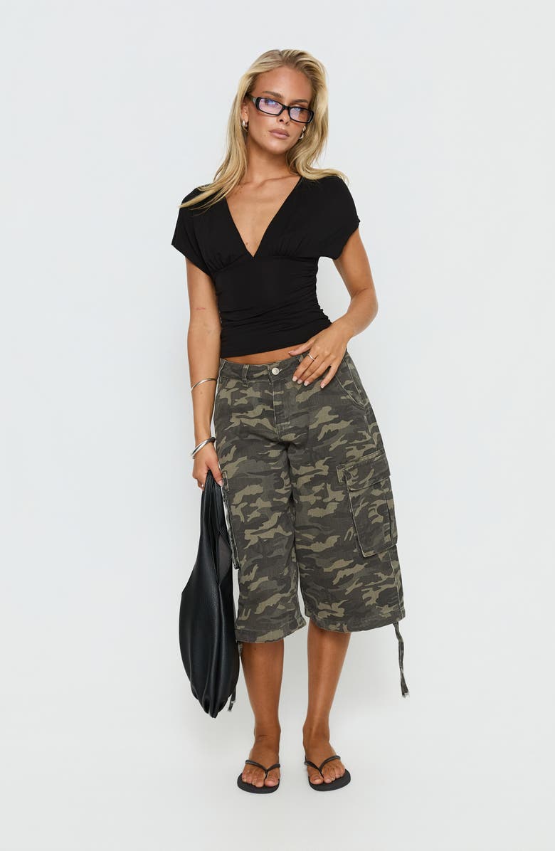 Princess Polly Hudsen Camo Longline Cargo Shorts, Alternate, color,