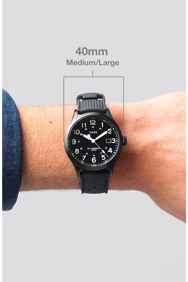 C5 Tactical Field Bracelet Watch, 40mm, Alternate, color, BLACK