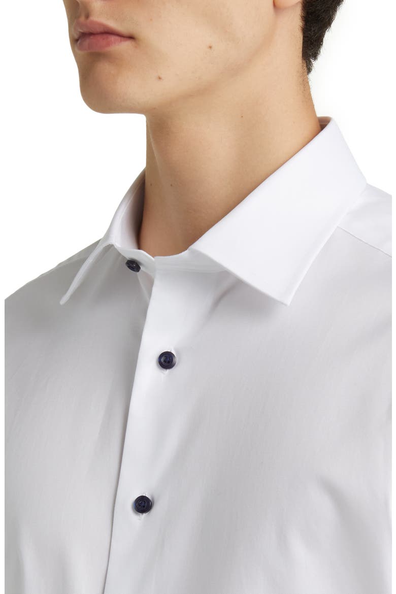Trim Fit Super Fine Twill Dress Shirt, Alternate, color, WHITE