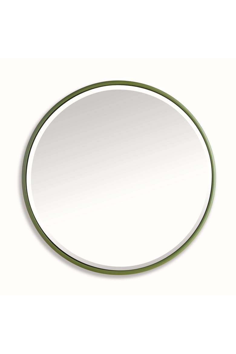 Ryland Mirror Large - Olive Green Round Iron Frame - Beveled, Main, color, Green