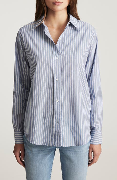 Stripe Cotton Button-Up Shirt