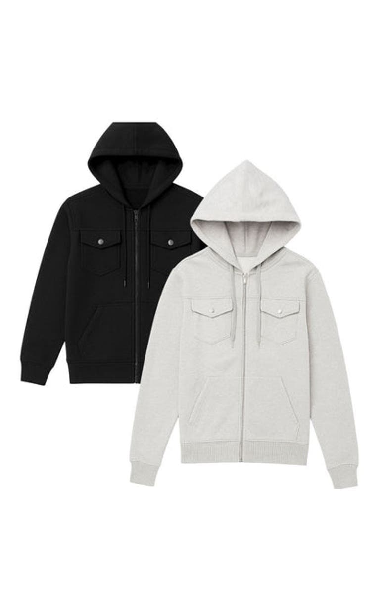 BenBen 2 Pack Mens Heavyweight Zip Hoodie Jacket, Main, color, Black/Grey