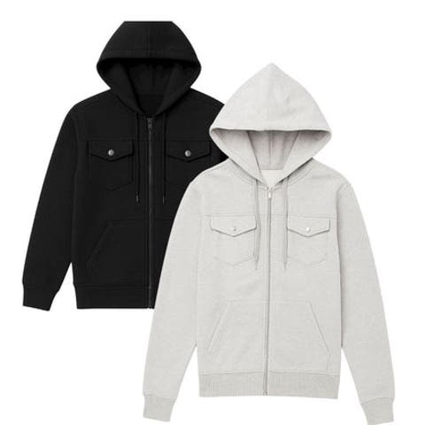 2 Pack Mens Heavyweight Zip Hoodie Jacket