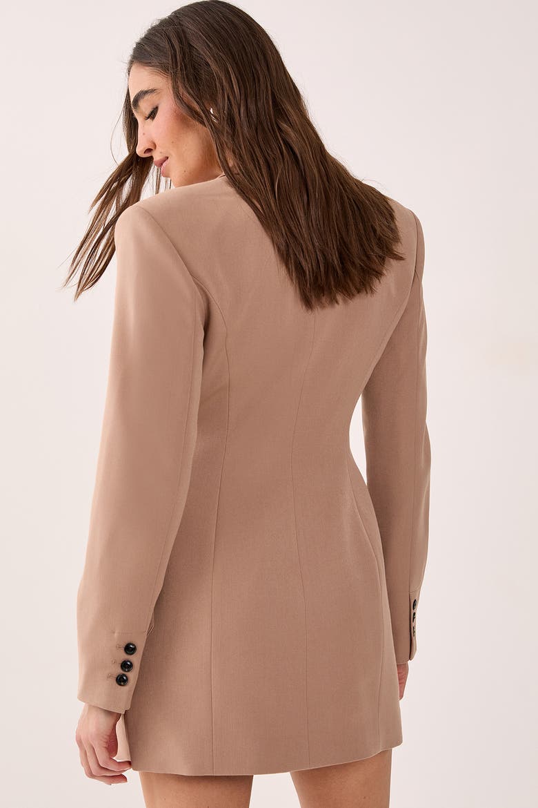 Shoulder Pad Blazer Dress, Alternate, color, Taupe