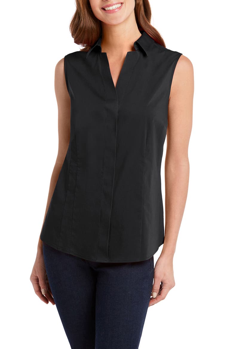 Taylor Non-Iron Sleeveless Shirt, Main, color, BLACK
