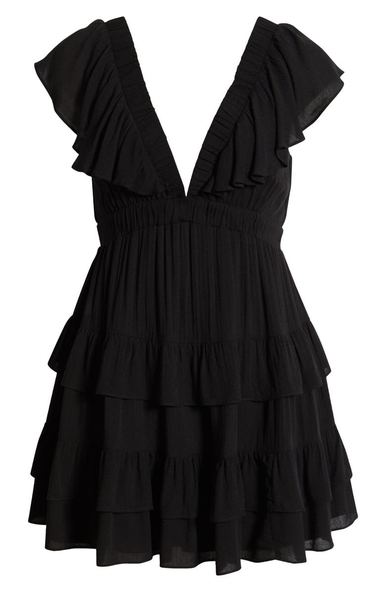BP. Ruffle Trim Minidress, Alternate, color, Black