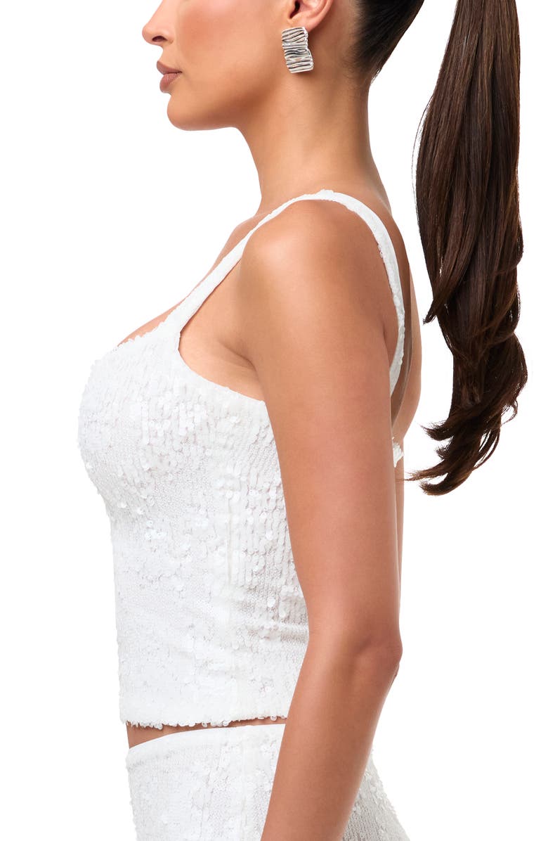 Naked Wardrobe Sequin Embellished Tank Top, Alternate, color, White