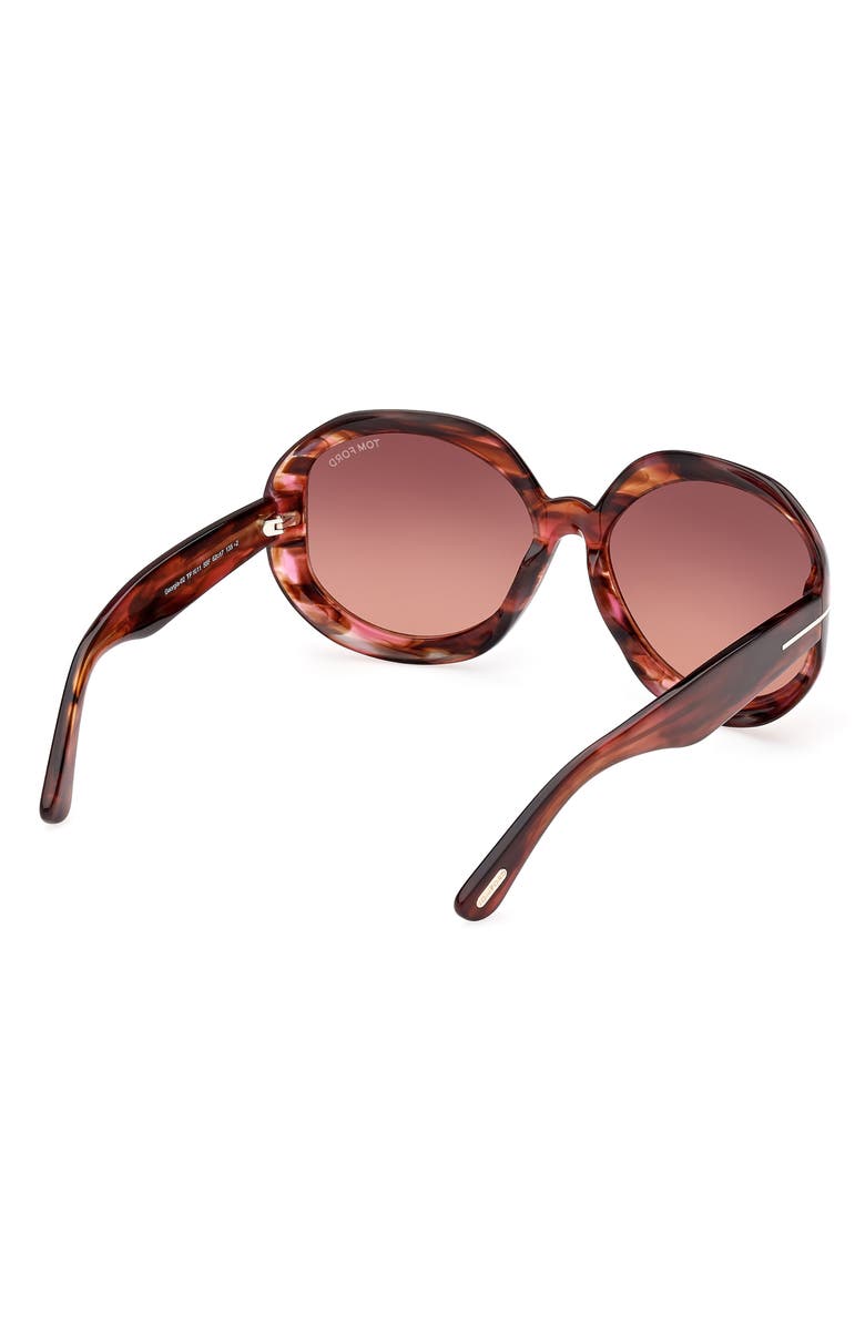 TOM FORD Georgia-02 62mm Gradient Oversize Round Sunglasses, Alternate, color, Coloured Havana / Brown