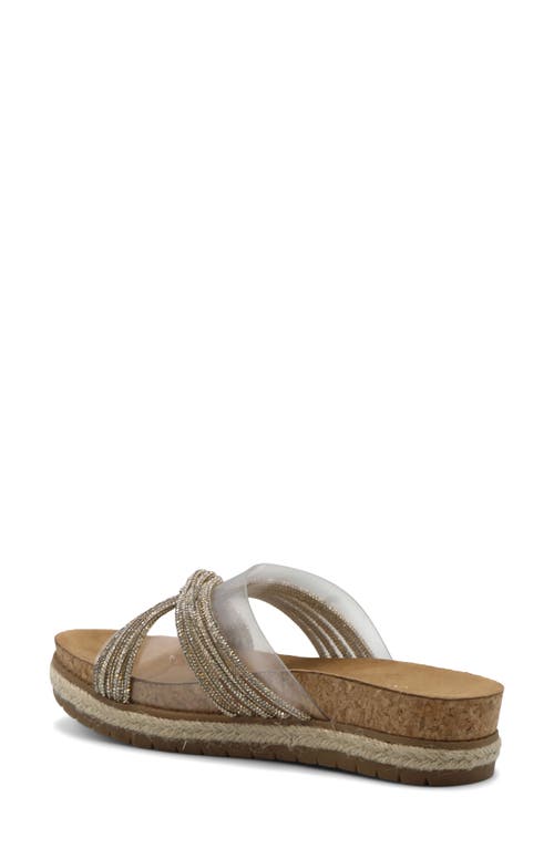 Adrienne Vittadini Proove Embellished Slide Sandal In Clear Gold