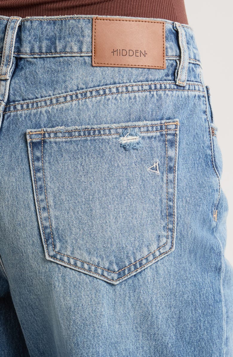 HIDDEN JEANS Raw Hem Crossover Waist Ankle Wide Leg Jeans, Alternate, color, 