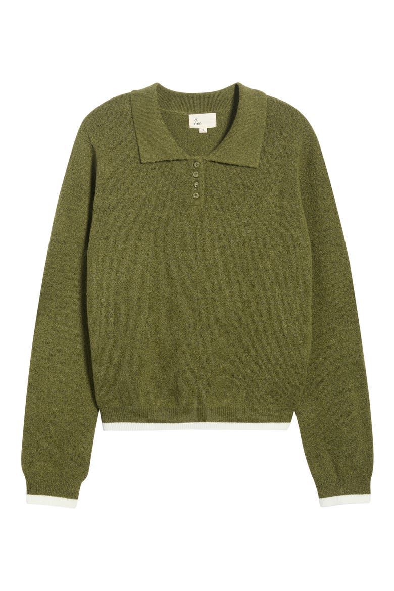 Charlene Tipped Sweater Polo, Alternate, color, OLIVE