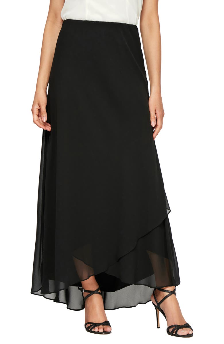 Alex Evenings Tulip Hem Maxi Skirt, Main, color, Black
