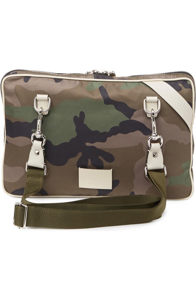 Valentino Camo Briefcase, Alternate, color,