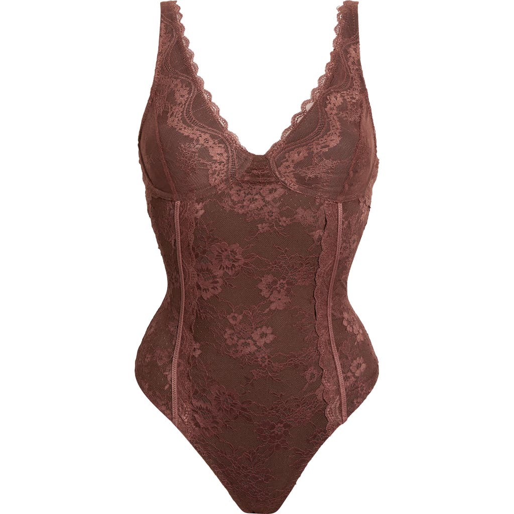 Free People Say You Love Me Lace Bodysuit In Brown