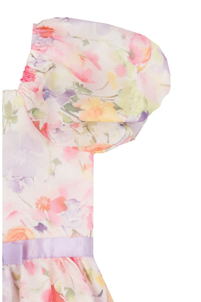 Kids' Printed Puff Sleeve Organza Party Dress, Alternate, color, IVORY