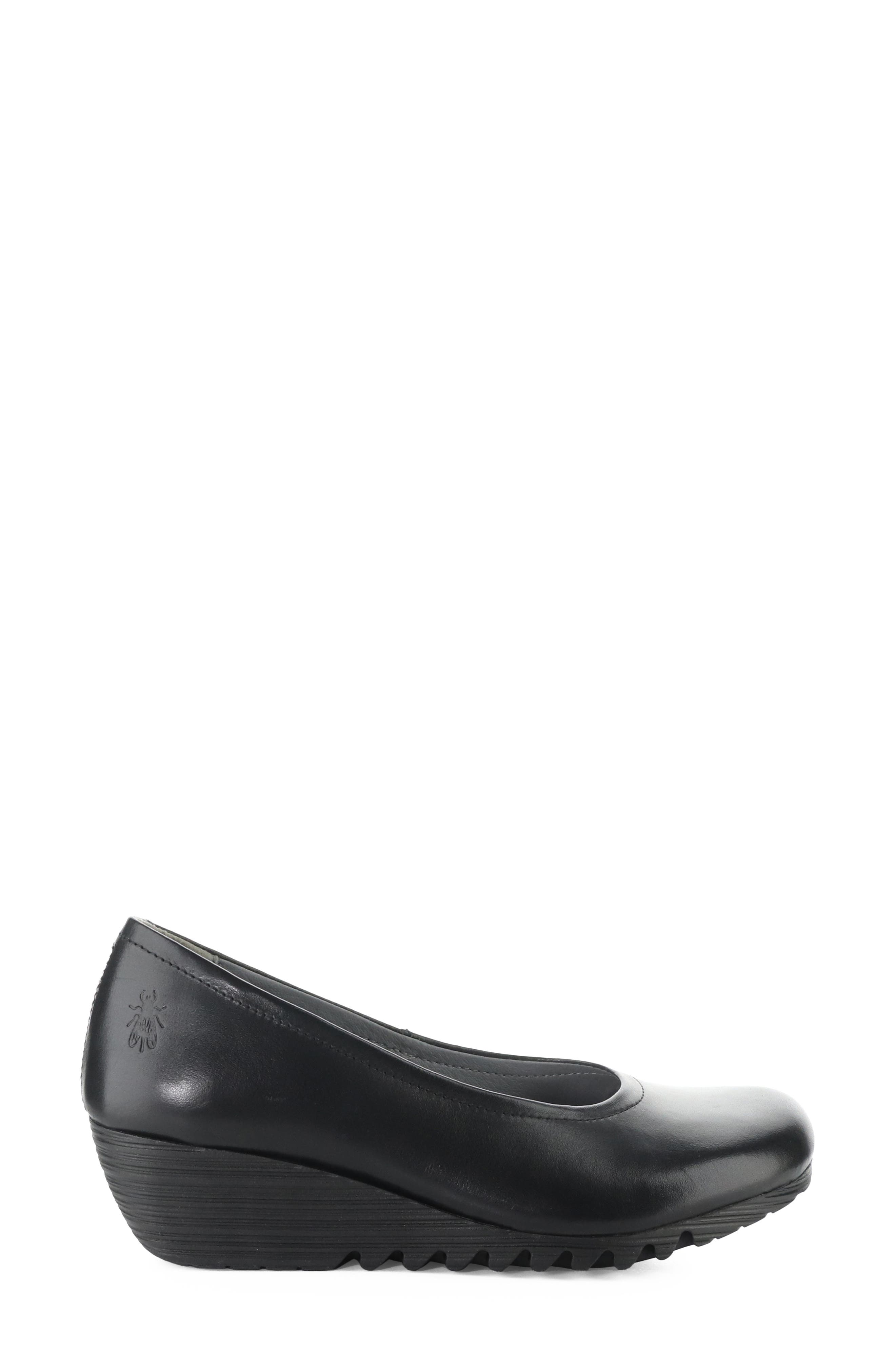 Opan Leather Wedge Pump, Alternate, color, BLACK