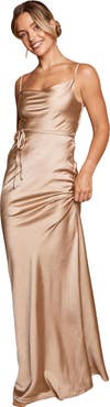 Six Stories Cami Cowl Front Satin Bridesmaid Dress