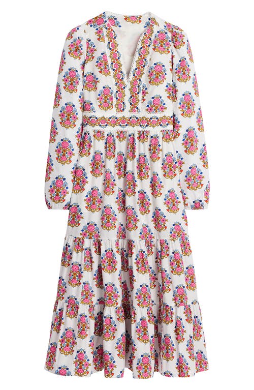 Shop Boden Violet Floral Print Long Sleeve Midi Dress In Ivory