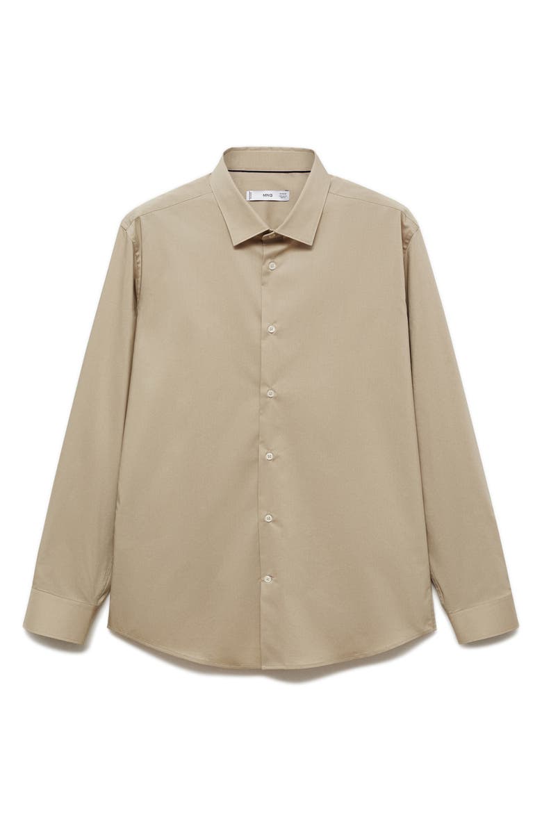 MANGO Stretch Button-Up Shirt, Main, color, Light/ Pastel Grey