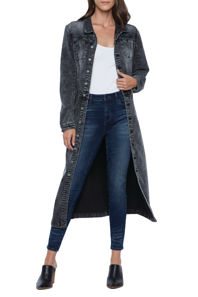 Millie Long Sleeve Denim Shirtdress, Main, color, STORM GREY