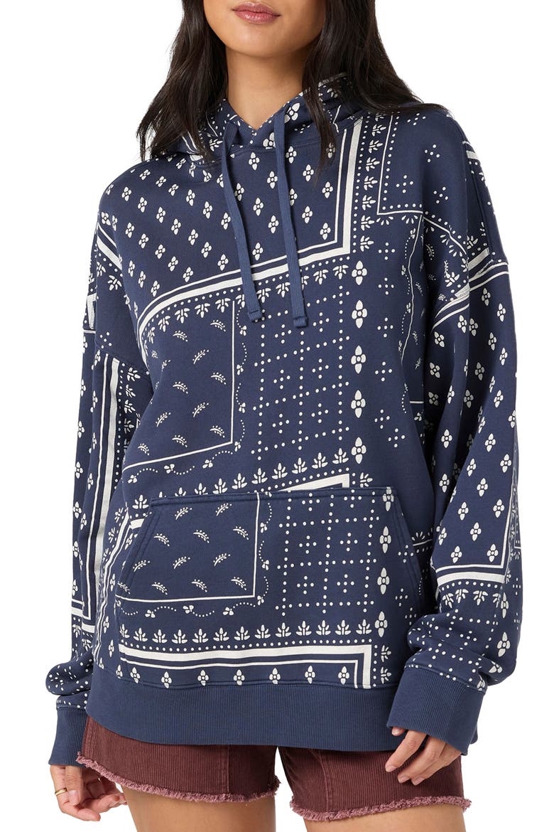 Bandana Printed Hoodie, Main, color, NAVY