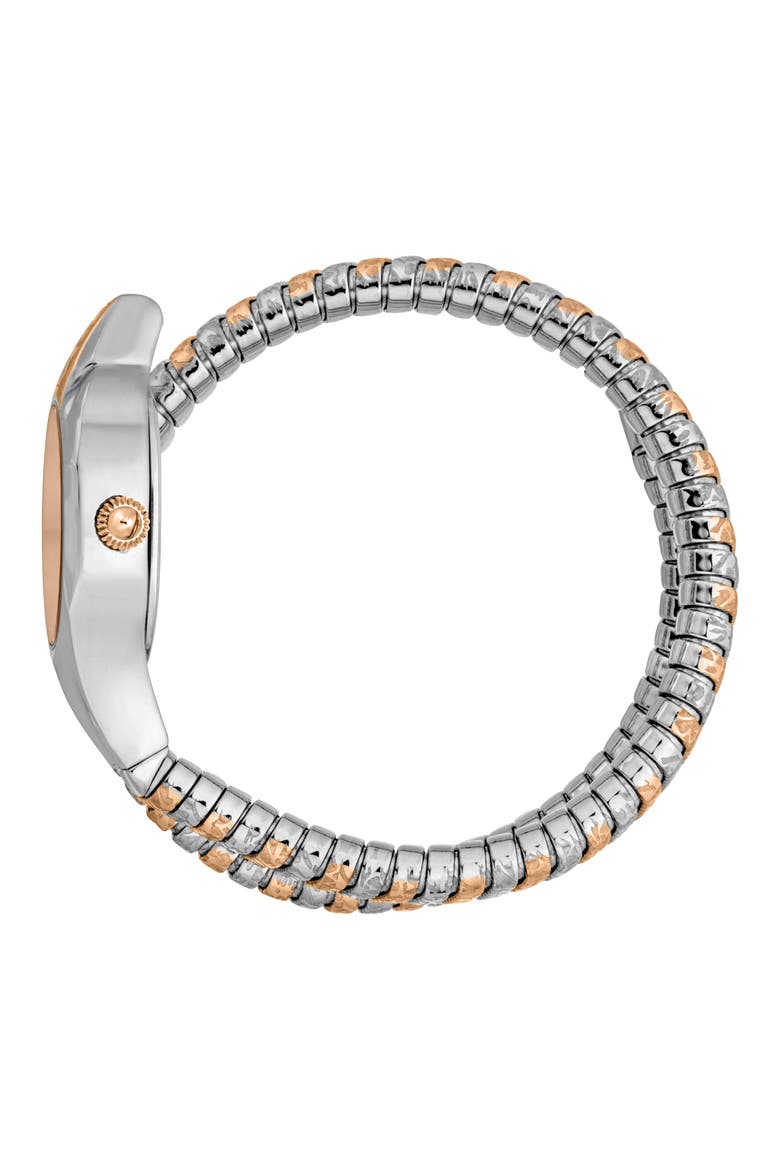 Snake Wraparound Bracelet Watch, 22mm x 35mm, Alternate, color, TWO TONE SILVER/ ROSE GOLD