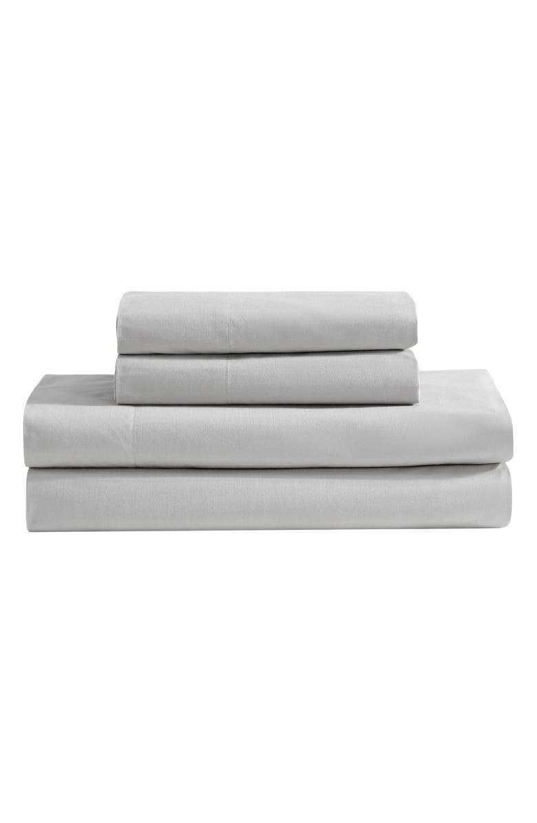 Calvin Klein 200 Thread Count Cotton Percale Sheet Set, Main, color, Light / Medium Grey