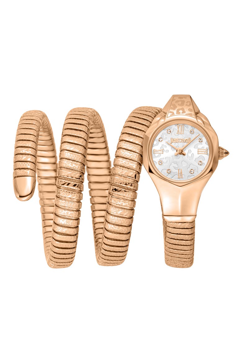 Snake Wraparound Bracelet Watch, 22mm x 35mm, Main, color, ROSE GOLD
