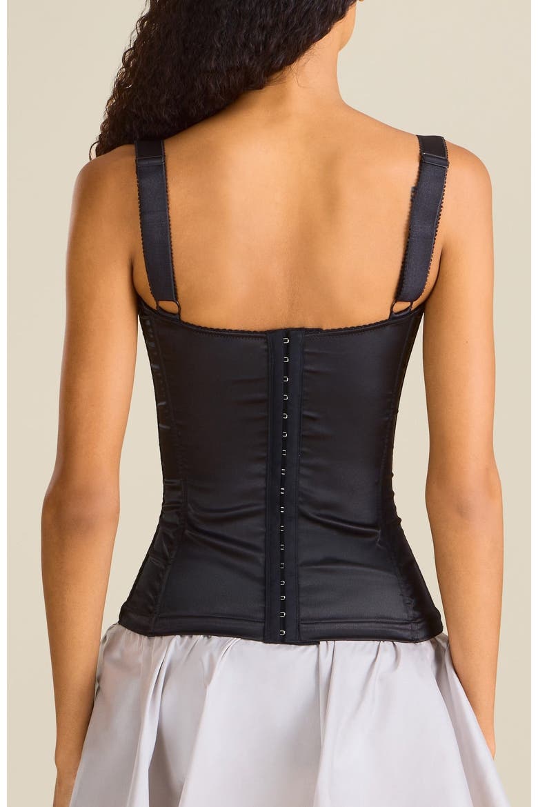 Cherub Boned Satin Top with Adjustable Straps, Alternate, color, Black