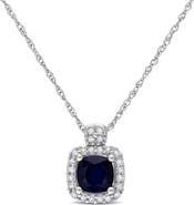 Julianna B. Gemstone & Diamond Halo Cluster Necklace 10K