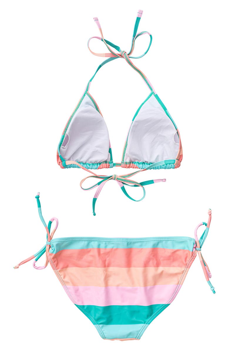 Snapper Rock Sunset Stripe Triangle Two-Piece Swimsuit, Alternate, color,