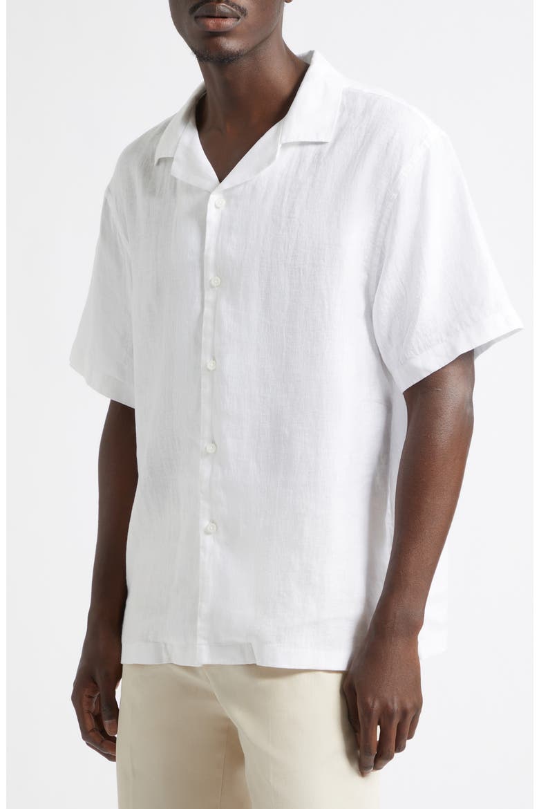 Retreat Relaxed Linen Camp Shirt, Alternate, color, WHITE